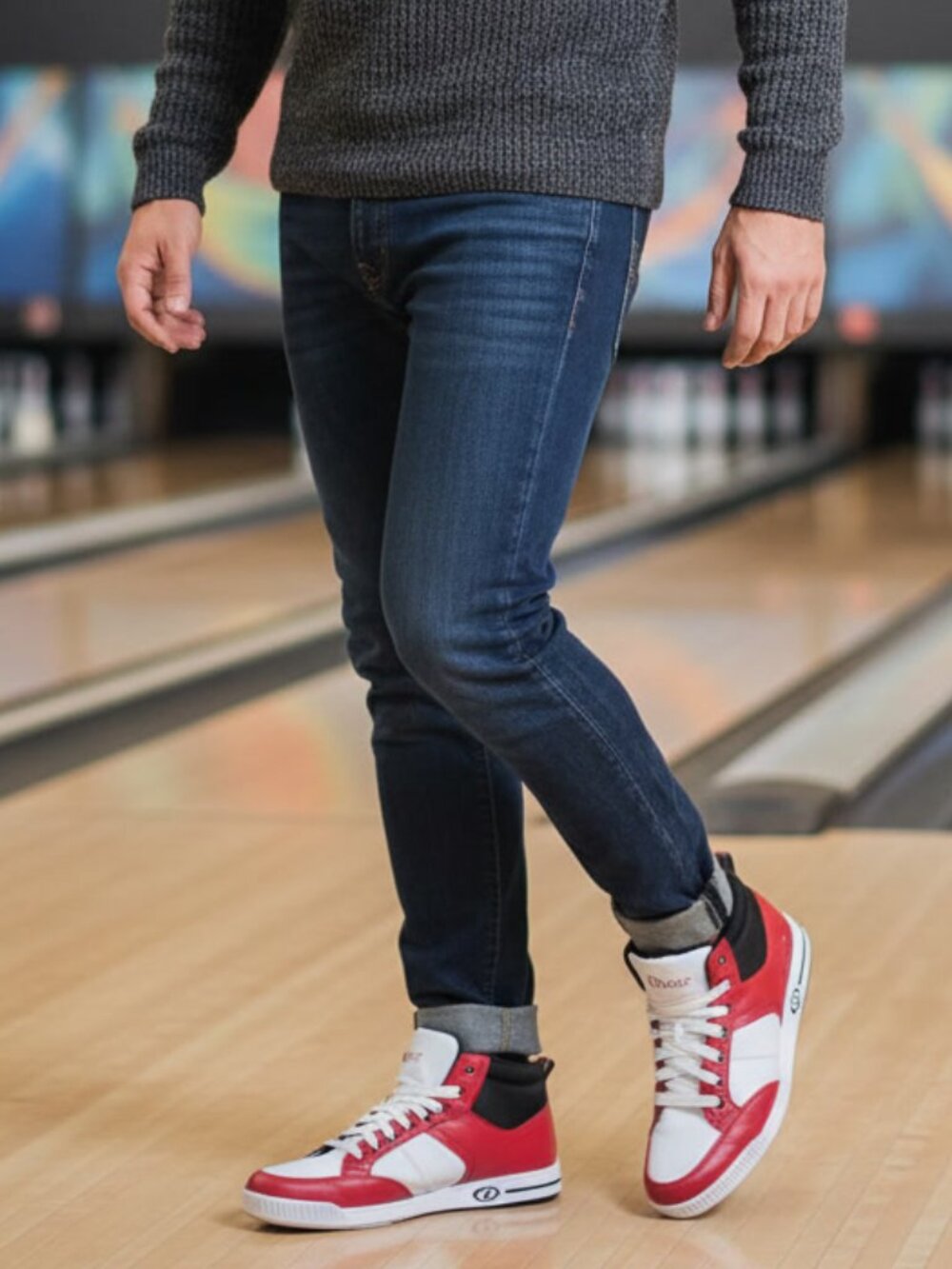 Dexter Dave Hi-Top Bowling Shoes Men's 11 Red White Black
